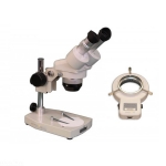 Stereo Microscope on Pole Stand with LED Ring Light